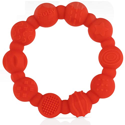 Image of Nuby 100% Silicone Teether Ring, 3 Months + Colors May Vary