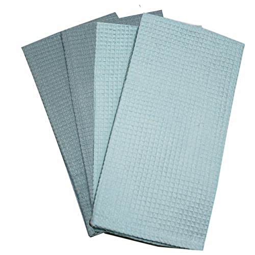 Amazon brand - Umi Classic Waffle Kitchen Dish Towels(15"x25",4-Pack, Turquoise&Light Blue)