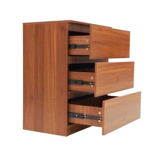 Image of Amazon Brand - Solimo Eden 3 Drawer Cabinet ? Leon Teak | Modern Wooden Storage Organizer | Compact Bedroom & Living Room Furniture (L60 x W40 x H75.5 cm)