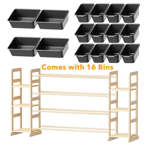 Image of SpaceAid Toy Storage Organizer with 6 Shelves and 16 Bins, Toy Organizers Storage Bookshelf, Kids Bin Shelf Toys Box Bookcase for Bedroom Playroom Organization Room Decor, True Black