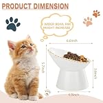 Detachable Elevated Cat Bowls, 15° Tilted Raised Cat Food Bowl Anti-Vomiting, Whisker Friendly, Adjustable Pet cat Dishes for Protecting Spine, Adult Kitten (White) - Image 3