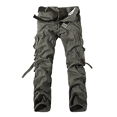 Pantalon cargo camouflage militaire homme en coton gris taille 38