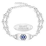 Uloveido Armband mit doppeltem Liebesherz, personalisierbar, medizinischer Notfallschmuck für Blutkrankheiten, Epilepsie, Diabetes, Asthma, psychische Gesundheit, Allergien und mehr, Edelstahl,