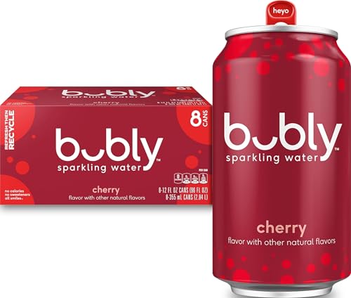 Image of bubly Sparkling Water, Cherry, 12 Fl Oz Cans (8 Pack)