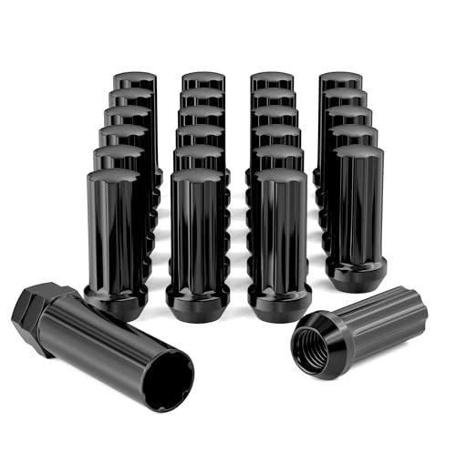 EZISOE 14mmx2.0 Wheel Lug Nuts 24pcs+1pcs Socket M14x2 Black Thread XL Spline Lug Nuts Replacement for 2003-2014 F150 Expedition Navigator