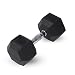 Day 1 Fitness Rubber Hex Dumbbell Shaped Heads to Prevent Rolling and Injury - Ergonomic Hand Weights for Exercise, Therapy, Building Muscle, Strength and Weight Training - 40 lb Single