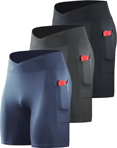 NELEUS Men's Compression Short with Pocket Dry Fit Yoga Running Shorts Pack of 3