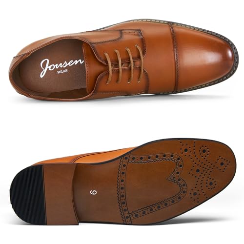 Jousen Men's Dress Cap Toe Wingtip Brogue Oxford Formal Shoes for Business and Derby Occasions4