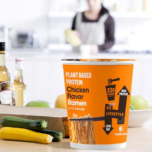 Image of Hethstia Protein Ramen, Chicken Flavor Pre-Packaged Ramen Soup Cup, 6-Pack Instant High-Protein Noodles with 32g Plant Protein, Vegan, Low Fat, Air-Dried, Non-GMO, Healthy Quick Meal