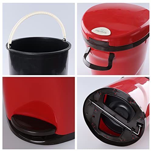 Caneca de basura redonda de 10 L con pedal roja miniatura 3