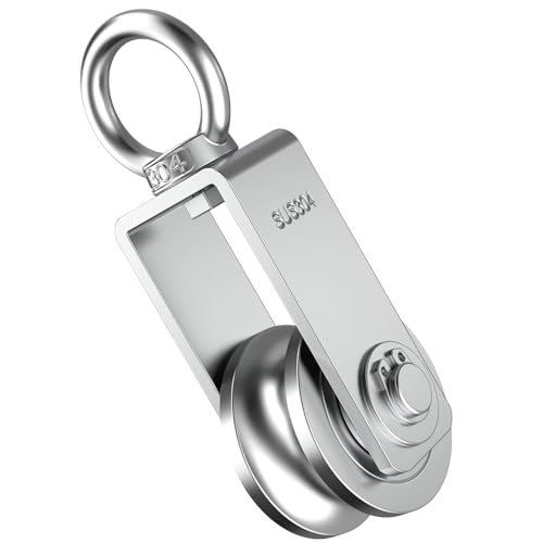 Mixizigoz U Type Swivel Pulley Block, 304 Stainless Steel Pulleys for Wire Rope Cable Lifting, DIY Gym Equipment Part, Clothesline, Hoist - Waterproof Sturdy 360 Degree Rotating Wheel (34 mm, 1)