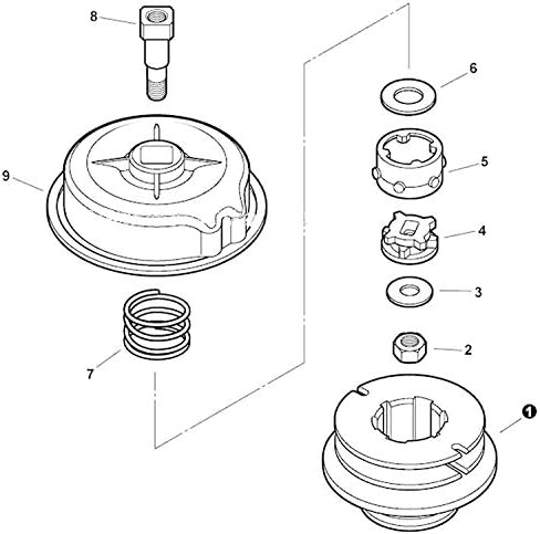 Miniatura 3 de Tuerca de bloqueo Echo P022006690 original OEM (0.315 in) Echomatic Trimmer Head Center Nut para SRM-265U SRM-280U SRM-280T SRM-280S SRM-265