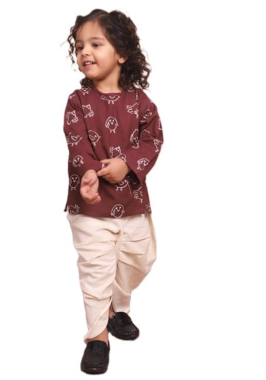 Image of POLKA TOTS Pure Cotton Traditional Dhoti Kurta Set for Baby Boys, Toddlers & Kids | Soft and Breathable Cotton Ethnic Dress for Festivals and Weddings | Traditional Elegant Indian Festive Clothing