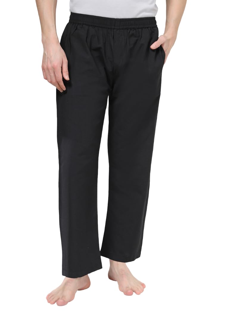 neudis Men’s Solid Black Cotton Lounge Pant | Relaxed Fit Elastic Waist Pajama for Men-picture-11