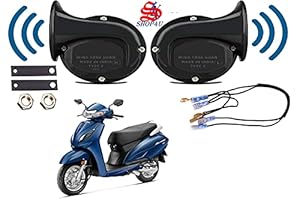 SHOP4U Square Shape Windtone Horn with Wire for Honda Activa 6G (Set of 2 Horn with Wire, Black)