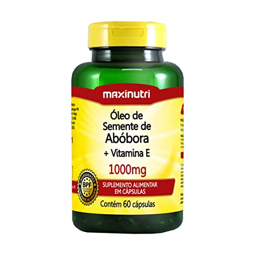 Oleo de Curcubita Semente Abobora Puro 1000mg com Vitamina E 60 Cápsulas Maxinutri