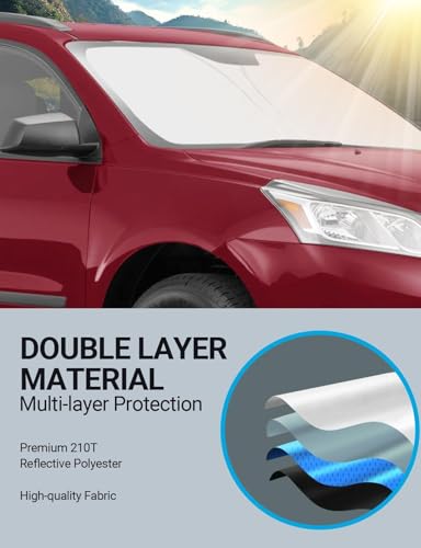 Image of Proadsy 2026 Upgrade Front Windshield Sun Shade Foldable Sunshade Protector Custom Fit 2018-2023 Traverse LS, LT, RS, Redline, Premier, High Country SUV Accessories