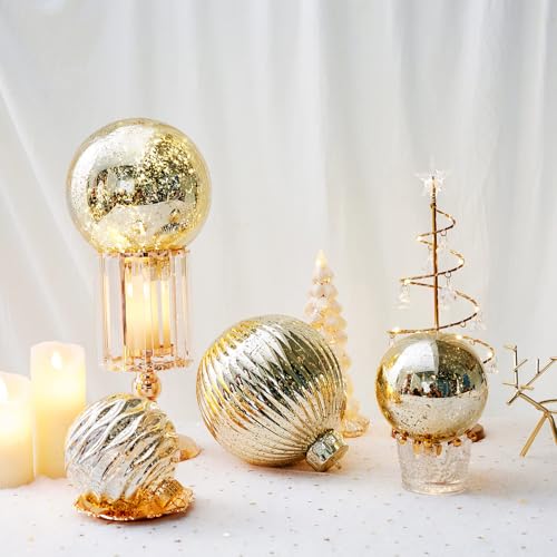 Large Christmas Ball Ornaments, Oversized Shatterproof Plastic Decorative Hanging Mercury Ornaments Ball for Xmas Holiday Party Decorations (Gold, 6.0") - image 4