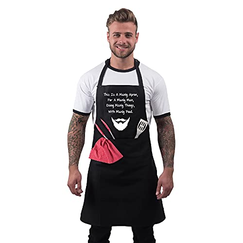 BBQ Apron Funny Aprons This Is a Manly Apron Barbecue Grill Kitchen Gift - Thumbnail 2