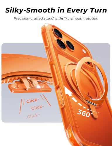 Image of MAGIC JOHN Heavy Duty for iPhone 17 Pro Case with Stand, Fit for MagSafe, 360 Magnetic Ring Holder, Camera Control Cases, Shockproof Phone Case for iPhone 17 Pro 6.3 inch, Rugged Cover, Neon Orange