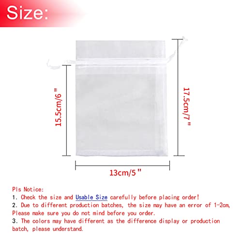 Image of Dealglad 50pcs Drawstring Organza Jewelry Candy Pouch Christmas Wedding Party Favor Gift Bags (5x7 inch, White)