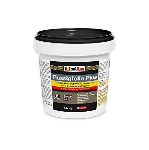 Isolbau Flüssigfolie PLUS 1,5kg - Dichtfolie für innen & Außenbereich - für Wand & Boden - Balkonabdichtung,...