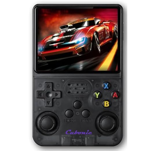 Image of Cubonic CrystalPlay R36S Retro Gaming Console, Transparent PixelGlass, 3.5-Inch LCD Screen, RK3326 Quad-Core, 15000+ Games, Dual Joystick, Support MAX 256GB Storage, 3000mAh Battery (black)