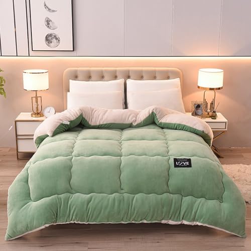 FHQGZT Edredón de Plumón Cama 90, Mezcla de Algodón Egipcio, 100% Plumón y Plumas Nuevas Edredón Nórdico para 4 Estaciones, Edredones Extrasuaves de Calor Medio (Green,180x220cm-4kg)