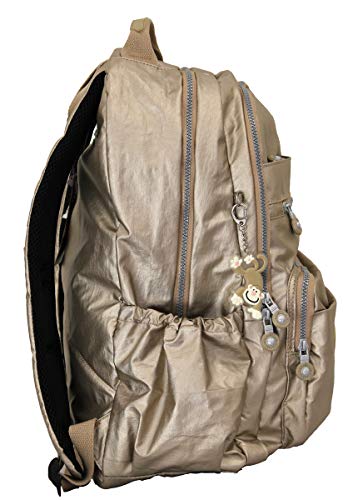MOCHILA PARA NOTEBOOK METALIZADA DOURADA LS MN3153 NOVE DIVISÓRIAS + CHAVEIRO