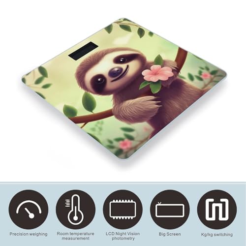 Báscula digital para baño de vidrio templado Cute Sloth miniatura 3