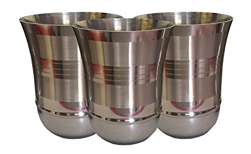 Shradha Trading Stainless Steel Tumblers Set of 3Stainless Steel GlassChilling Beer GlassesMulti-Purpose Steel GlassBrushed Metal Drinking GlassesIndian Stainless Steel TumblersSteel Water Glass