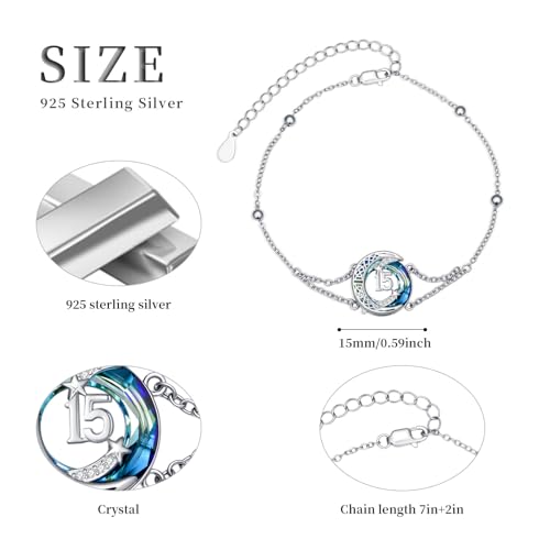 JUSTKIDSTOY Birthday Gifts Bracelet for Women Girls 925 Sterling Silver Celtic Moon Star Bracelets with Blue Crystal Pendant Jewelry for Sister Friends4