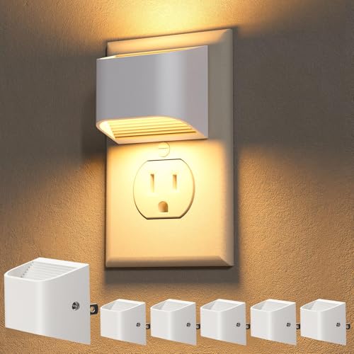 Image of NIORSUN Night Lights Plug Into Wall, 6 Pack, 3000K, Auto On /Off, White