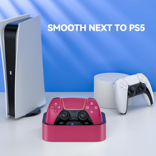 Station de charge pour manette de PS5 LVFAN rouge avec indicateur LED et puce de protection