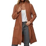 Generisch Damen Langer Cardigan im eleganten Business Stil   Offener Blazer Mantel für einen schicken Lagenlook | Leichter Übergangsmantel mit Reverskragen