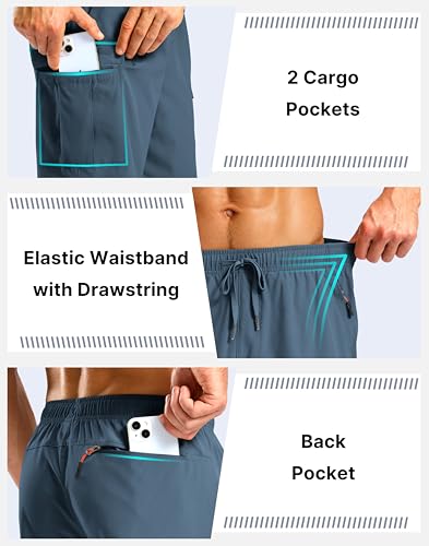 Image of Pudolla Men's Hiking Cargo Shorts with 5 Pockets Lightweight Casual Shorts