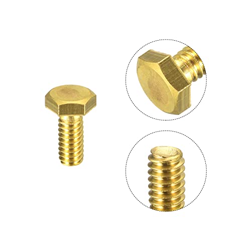 Image of uxcell Brass Hex Bolts, 1 /4-20x5 /8 1pcs Fully Thread Grade 4.8 Solid Brass Hexagon Head Bolt Machine Screws for Machinery