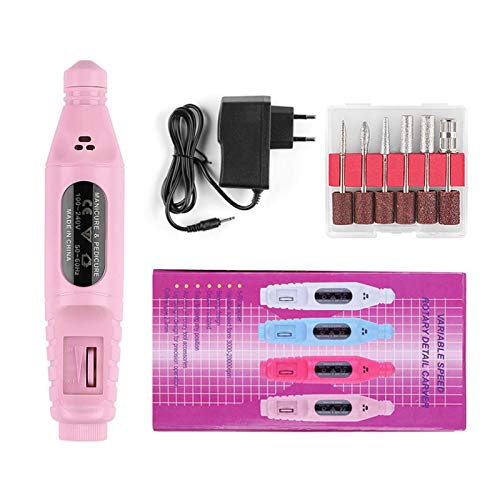 Electric Nail Grinder Polisher Tool USB Portable Nail Drill Efile Pen 6 in 1 Nail File Buffer Set Manicure-Pedicure-Kit Polishing Machine for Removing Trimming Smoothing Acrylic Gel Nails,Pink Electric Nail Grinder Polisher Tool USB Portable Nail Drill Efile Pen 6 in 1 Nail File Buffer Set Manicure-Pedicure-Kit Polishing Machine for Removing Trimming Smoothing Acrylic Gel Nails,Pink