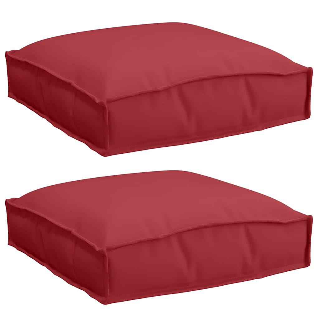 Coussins d'assise bordeaux lot de 2 carrés 40x40x8 cm en tissu Oxford pour chaise