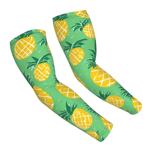 LIXLZH Mangas para brazo con estampado de piña dorada, mangas para hombres y mujeres, mangas deportivas, correr, ciclismo, senderismo, blanco, talla única, blanco, talla única, Color blanco., Talla