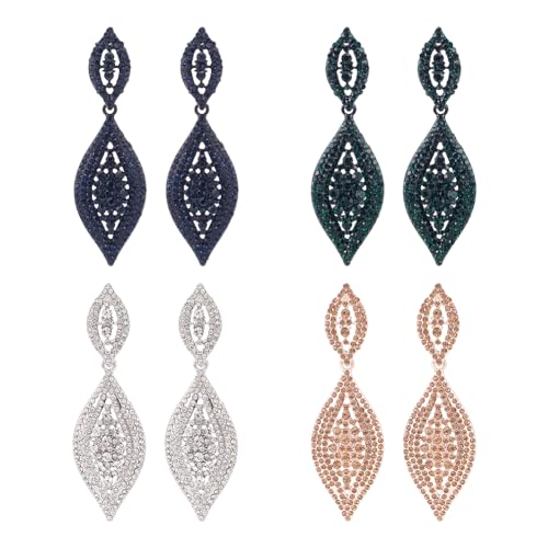 Contenuto della confezione: riceverete 4 paia di orecchini a foglia, neri, schegge e oro. Delicati orecchini sono il complemento perfetto per un abbigliamento quotidiano o un abito da sera. Ti rende glamour, elegante e affascinante.