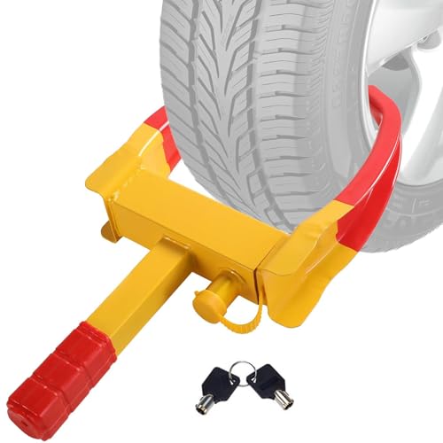 Wheel Clamp Lock Heavy Duty Car Wheel Lock Fits 7-11 Width Tyres Car Security Anti Theft for Cars Vans Caravans Boats Trailers Motorhome 2 Keys