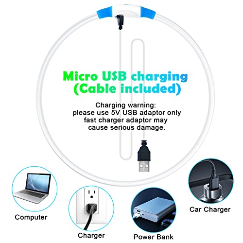 AUAUY LED Leuchthalsband Hund, USB Aufladbar Längenverstellbarer Haustier Sicherheit Kragen Zuschneidbares Wasserdicht Leuchthalsband für Hunde und Katzen, 3 Modus (Blau)