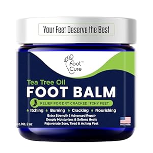 FOOT CURE Tea Tree Oil Balm – Moisturizer for Dry Cracked Feet – Instantly Hydrates & Soothes Irritated Skin & Athlete’s Foot – Best Care for Women and Men (Pack of 1)