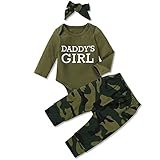 Newborn Infant Baby Girl Clothes Daddys Girl Camo Outfit Long Sleeve Romper Camouflage Pant Toddler...