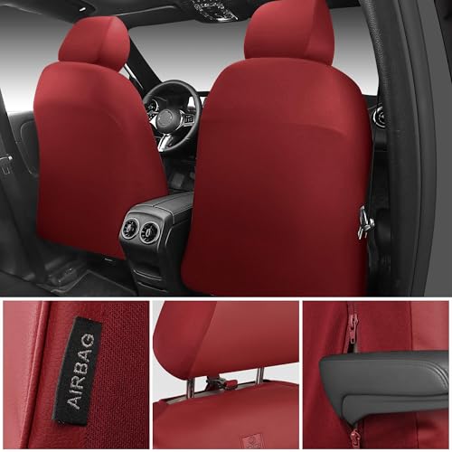 Image of CAR PASS 3D Foam PU Leather Car Seat Covers Front Seats,Wine Faux Leather Front Seat Covers for Cars, Universal Fit for SUVs Trucks Vans Sedan Automotive, Armrest Airbag Compatible,Burgundy