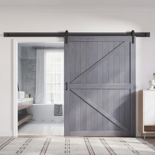 Image of FREDBECK 60x84 Wood Grey with Hardware, Fit 56 inch-58 inch Opening,K Frame