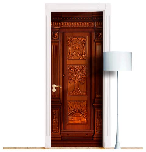 Wooden Fantasy Wardrobe Door Mural. 1 Piece Sticker, Decal. Wrap, Cover. Peel and Stick, Self-Adhesive, Removable (24"x80")