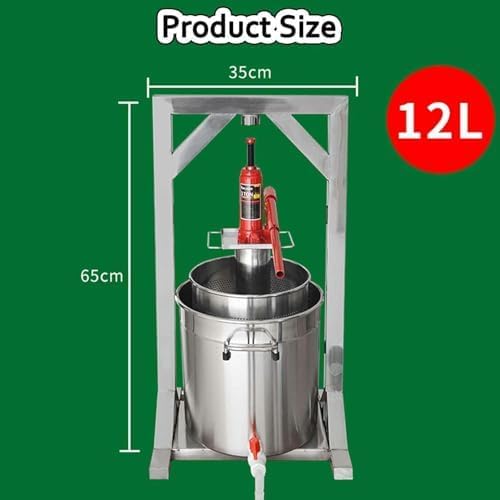 Presse à vin manuelle en acier inoxydable pour brassage maison, extraction de jus, fabrication de cidre – Capacité de 12 L avec cric hydraulique, idéal pour presser les fruits