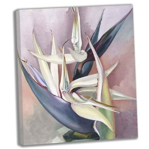 Toile d'art mural Oiseau de paradis blanc Georgia O'keeffe - Tableau salon encadré 60x72